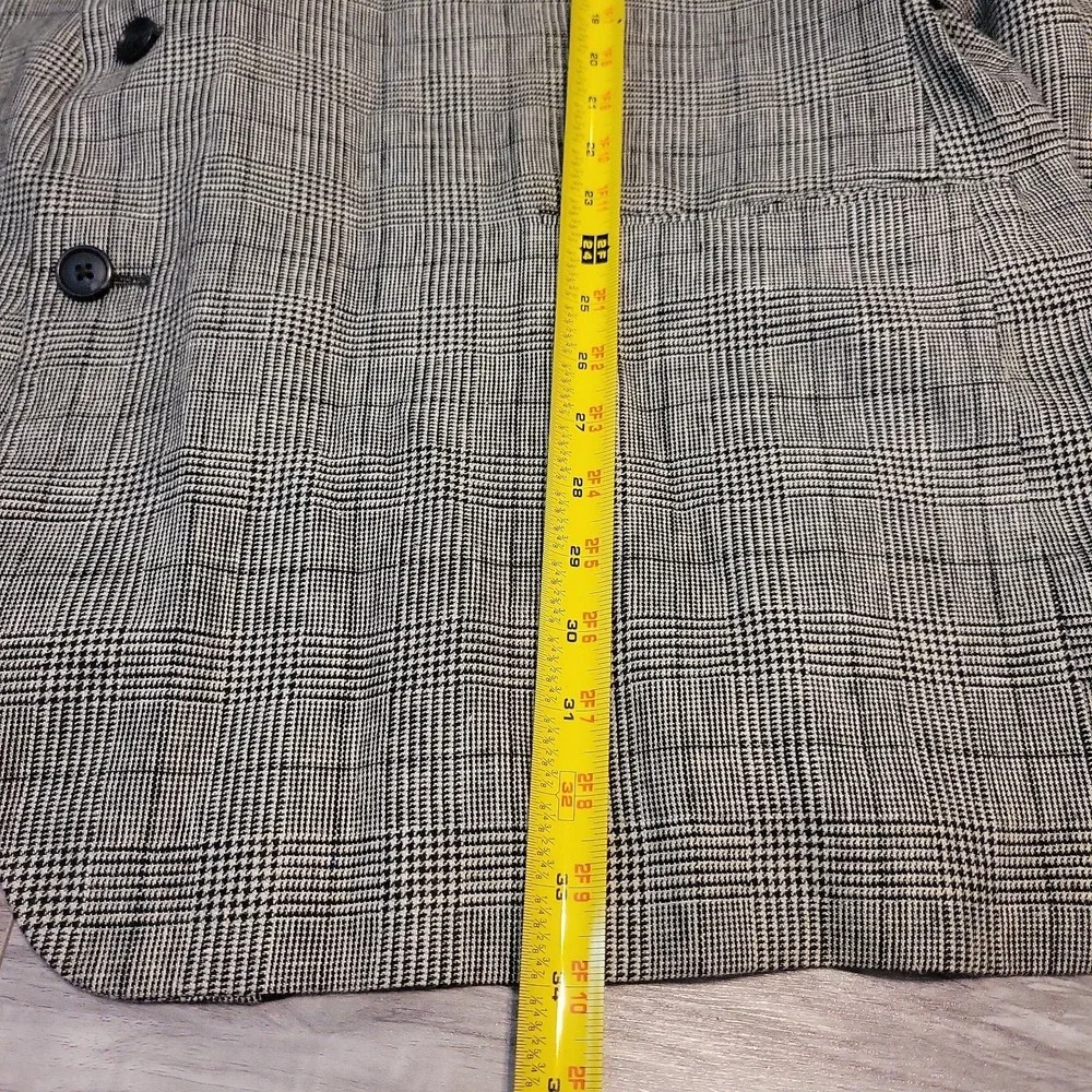 Oak Hill Blazer Men 4XL 58R/60R Gray Glen Plaid Linen Blend Double Vent Big Tall